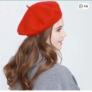 Epoch Vintage Wool French Beret Hat Orange